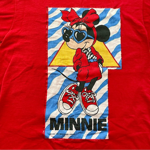 RARE Vintage 1989 Puff Paint Minnie Mouse Red Tee. Size L. Screen Stars Best. - Picture 3 of 7